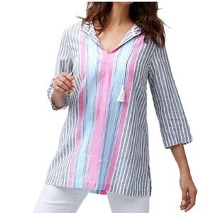 Tommy Bahama Woman’s Lovely Lane 3/4 sleeve Baja linen hoodie, Sz S